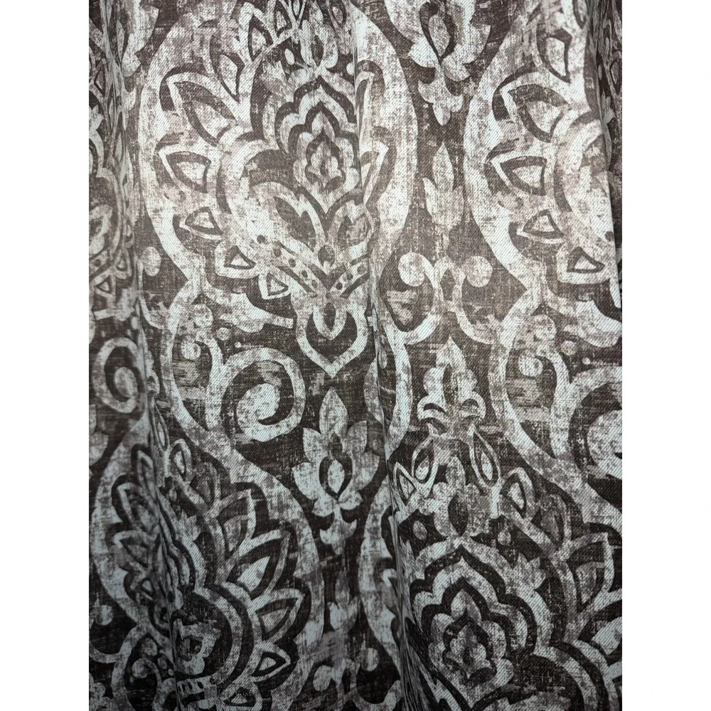 Curtain Panels Set of 2 Brown Taupe Rod Pocket Medallion